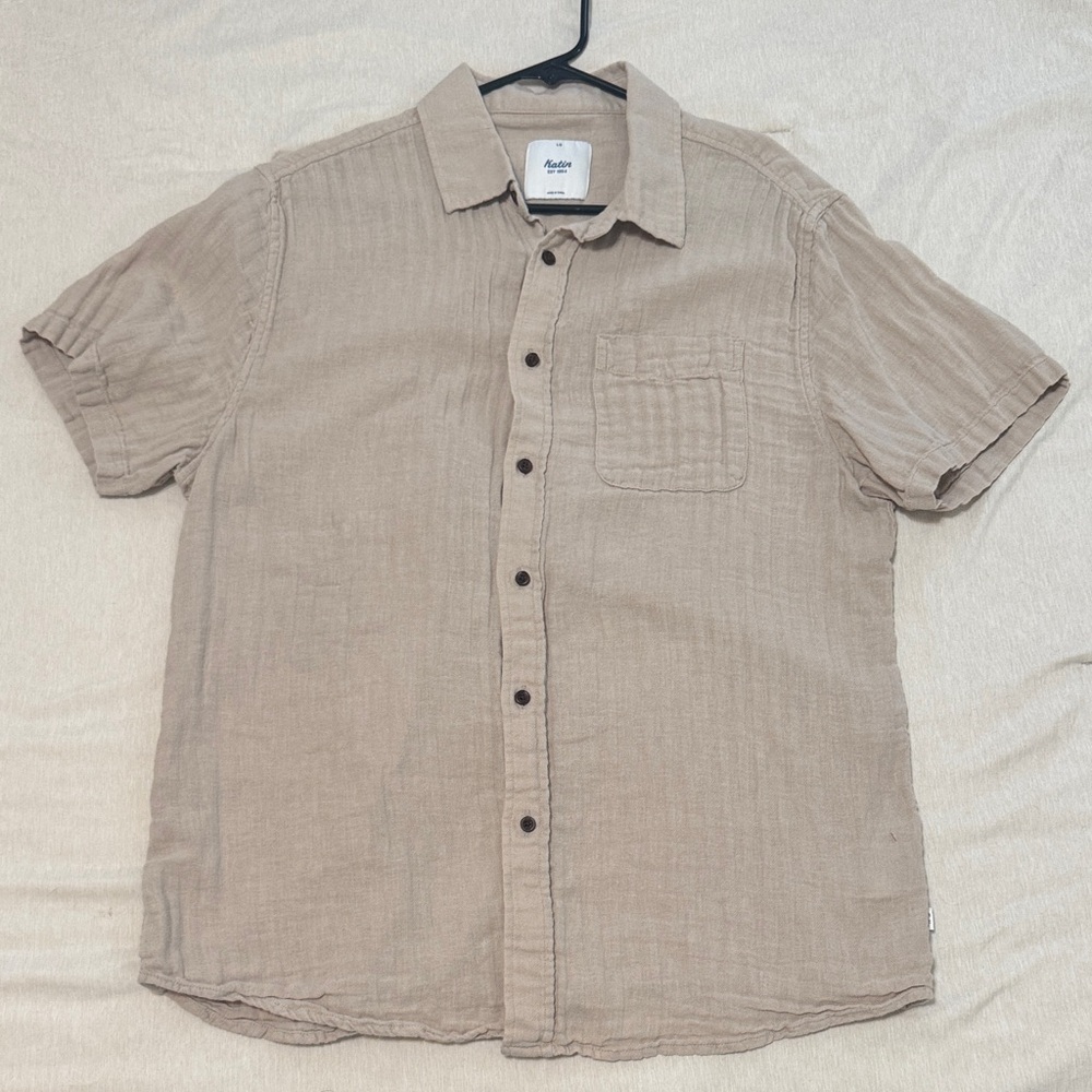 Katin Men's Beige Casual Button Down Shirt